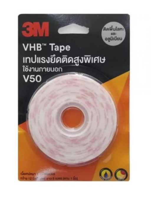 -เทปกาวสองหน้าแรงยึดสูง 12 มม x 5 ม V50 3M
