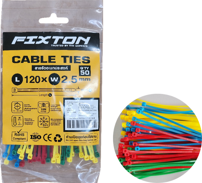 -เคเบิ้ลไทร์ 6" 2.5*150 คละสี FIXTON+