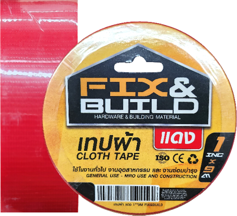 เทปผ้า แดง 1.5"x9M FIX&BUILD+