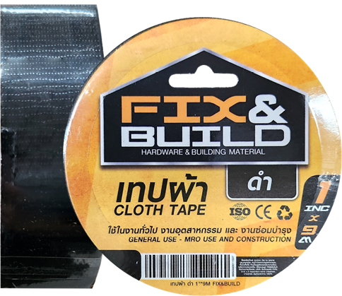 เทปผ้า ดำ 1"x9M FIX&BUILD+