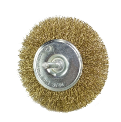 แปรงลวดกลม มีแกน 100มม ทองเหลือง 4" FIXTON+