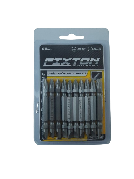 -ดอกไขควงลมแฉก 2 ด้าน PH2x65mmอย่างดี FIXTON+