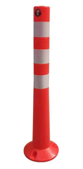 เสาจราจร สูง 80 cm. คาดแถบสะท้อนแสง 3 แถบ วัสดุ PU รุ่น ST-C2-PU1