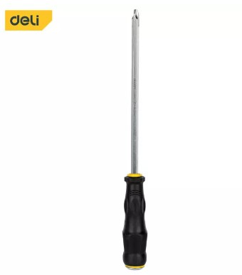 ไขควงปากแฉก PH3x200mm Cr-v EDL627008 ด้ามทะลุ DELI+