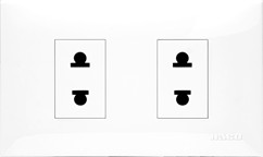[1001414] เต้ารับ 2 ขา 2 ช่อง พร้อมแผงหน้ากาก HACO IC-R20