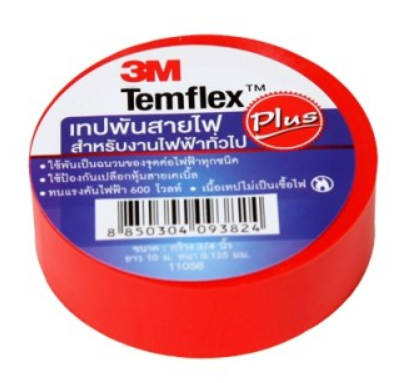 [1001936] เทปพันสายไฟ เล็ก TEMFLEX 150 3M สีแดง