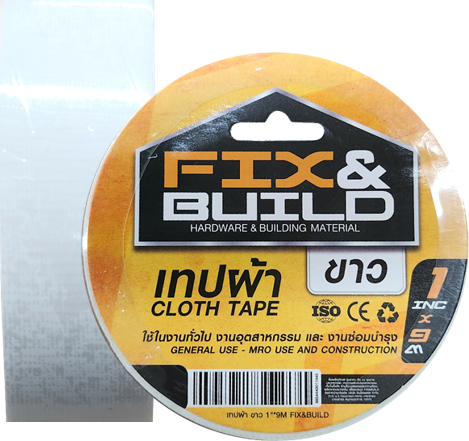 [1004209] เทปผ้า ขาว 1"x9M FIX&BUILD+