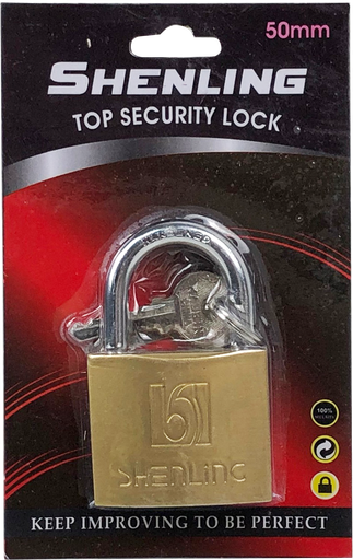 [1006828] แม่กุญแจชุบทองเหลือง 50mm SHENLING=