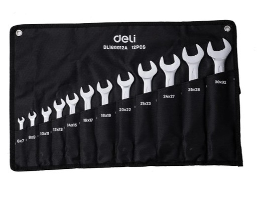 [1000584] ชุดประแจปากตาย 12 ชิ้น/ชุด 6-32mm EDL160012A DELI+