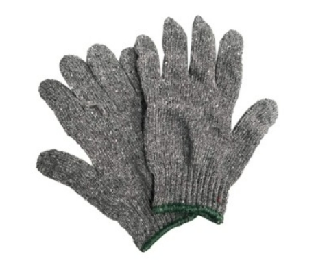 [1008032] ถุงมือผ้า ไม่ฟอก 7ขีด สีเทา ขอบเขียว (1คู่)