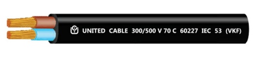 [1009364] สายไฟอ่อน IEC 53 VKF 2x1 100ม. ดำ UNITED (ตัดขายเป็นเมตร)