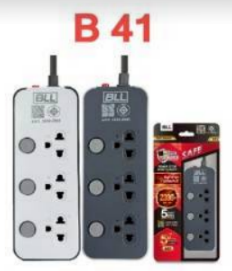 [1009995] ปลั๊กไฟ (3 สวิตซ์ + 3 ช่องเสียบ) ยาว 3 เมตร B41 สีเทาอ่อน BLL