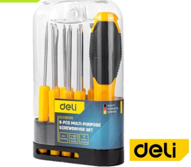 [1000623] ชุดไขควง 9ชิ้น/ชุด พร้อมกล่อง DL636009 DELI+