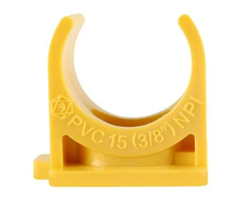 [1000990] กิ๊บจับท่อก้ามปู PVC 3/8" เหลือง A นท/ช้าง