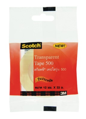 [1001261] เทปใส 1/2" #500 36หลา แกน1" 3M