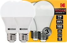 [1001527] -หลอดกลม LED A60 E27 7W 560lm แสง DAYLIGHT 6500K (แพ็ค 2 ชิ้น) Kodak