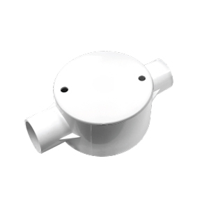 [1002166] NNJB-2/20 กล่องพักสายกลม 2 ทาง สีขาว สำหรับท่อตรง 20 มม. พร้อมแผ่นปิด และสกรู NANO