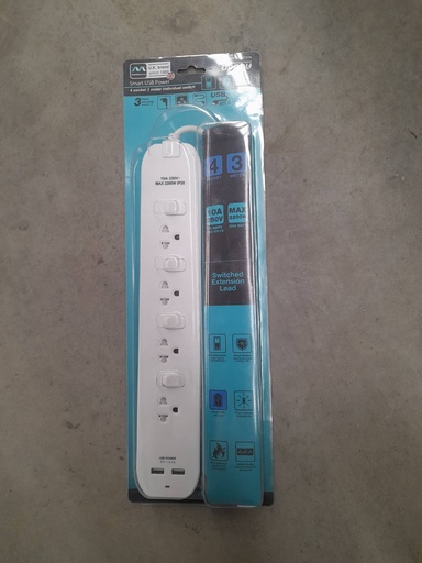 [1002218] -ปลั๊กไฟ4ช่อง4สวิทช์3M 2USB SWC43U075 MP+