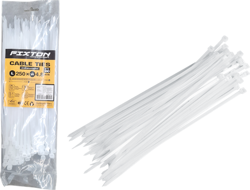 [1002478] เคเบิ้ลไทร์ 10" 4.8*250 ขาว FIXTON+