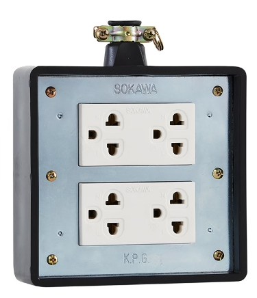 [1002664] บล็อกยาง 4x4 พร้อมปลั๊กกราวด์คู่ S-115 SOKAWA