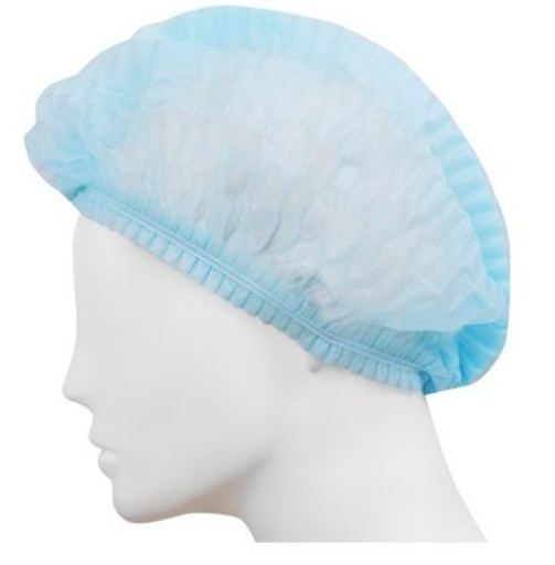 [1004842] -หมวกคลุมผม ใยสังเคราะห์ สีฟ้า PK50