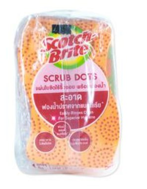 [1004921] -สก็อตไบรท์ใยขัดไร้ริ้วรอย สครับดอท ส้ม 3M
