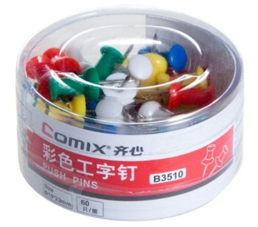 [1005226] เข็มหมุดหัวสี 60ตัว คละสี  B3510 COMIX+