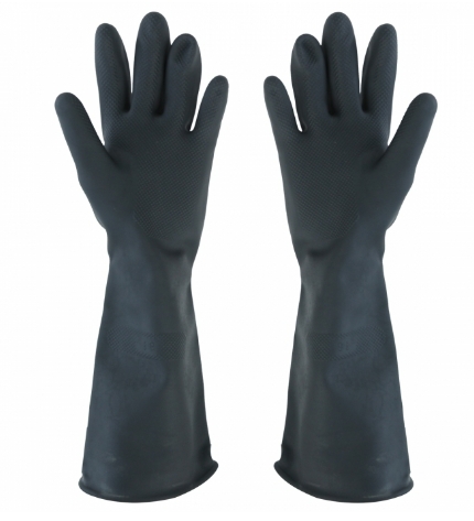 [1005666] ถุงมือยาง 16 SIZE L (คู่) สีดำ STRONGMAN