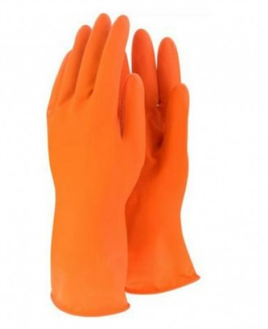 [1005621] -ถุงมือยางสีส้ม ตุ๊กตา, M