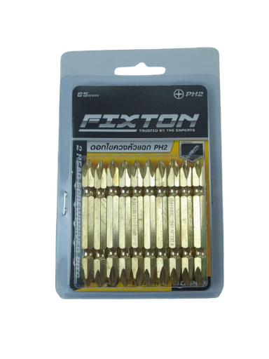 [1006376] -ดอกไขควงลมแฉก PH2x65mm อย่างดี ทอง FIXTON+