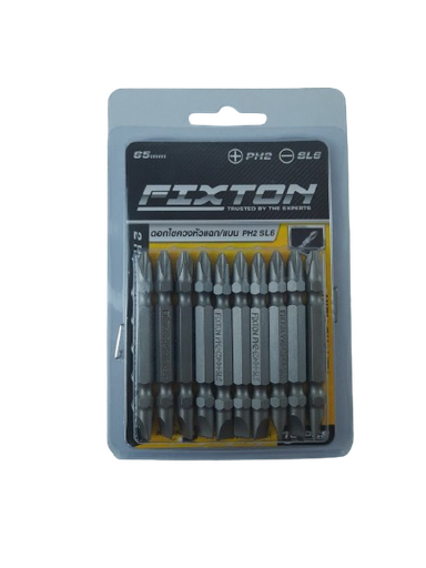 [1006377] -ดอกไขควงลมแฉก 2 ด้าน PH2x65mmอย่างดี FIXTON+
