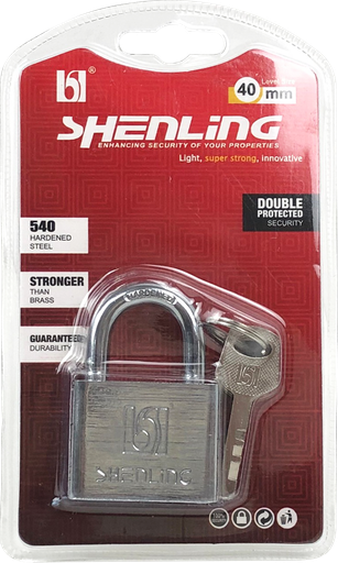[1006829] -แม่กุญแจเหลี่ยม หนาเงิน 40mm SHENLING=