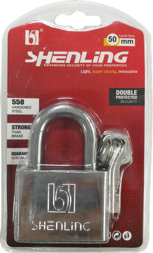 [1006830] -แม่กุญแจเหลี่ยม หนาเงิน 50mm SHENLING=
