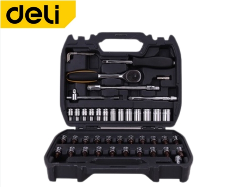 [1000592] ชุดไขควงและลูกบล็อค 46ชิ้น EDL1046 DELI+