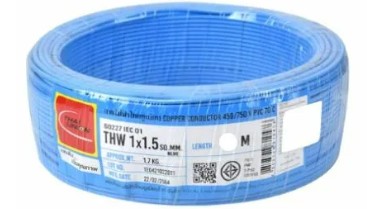 [1008911] สายไฟเดี่ยว THW 1x1.5 100m. ฟ้า TUW