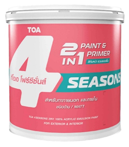 [1009221] สีน้ำภายนอก ด้าน 4ss 2IN1 #FM100 ขาว 1กล. TOA