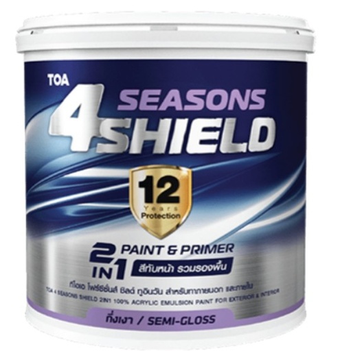 [1009272] สีทับหน้ารวมรองพื้นภายนอกและภายใน 4SS ชิลด์ 2IN1 กึ่งเงา เบสA 1กล. TOA