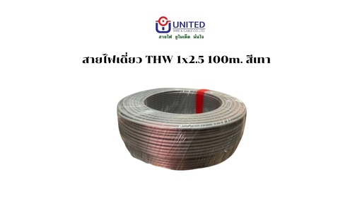 [1009306] สายไฟเดี่ยว THW 1x2.5 100m. เทา UNITED