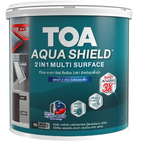 [1009399] สีเคลือบ อะควา ชิลด์ 2IN1 กึ่งเงา สูตรน้ำ เบส#000D 1กล. TOA