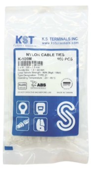 [1009712] เคเบิ้ลไทร์ ET-100M ยาว 4" 2.5 สีขาว แพ็ค 100 ชิ้น KST