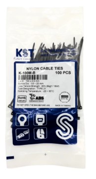 [1009713] เคเบิ้ลไทร์ ET-100M-B ยาว 4" 2.5 สีดำ แพ็ค 100 ชิ้น KST